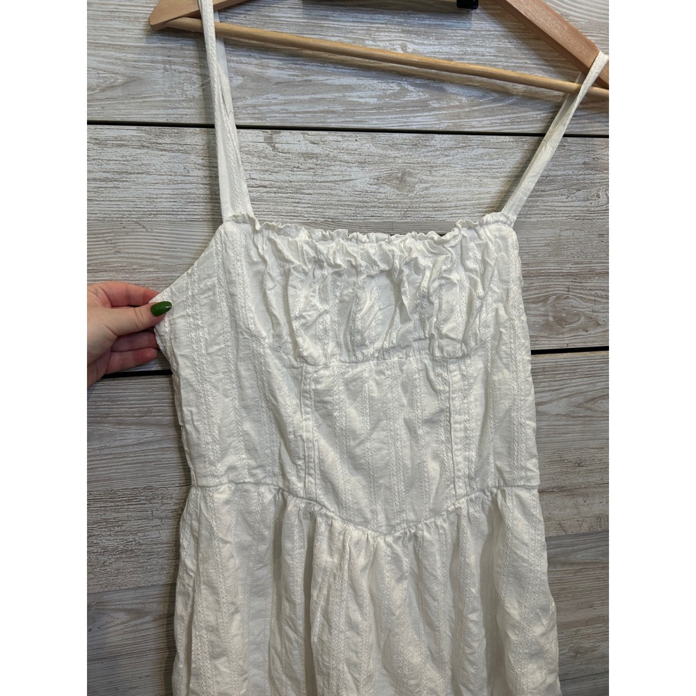Wild Fable White Textured Midi Dress Small Smocked Back Pockets Summer Sundress - Picture 3 of 7